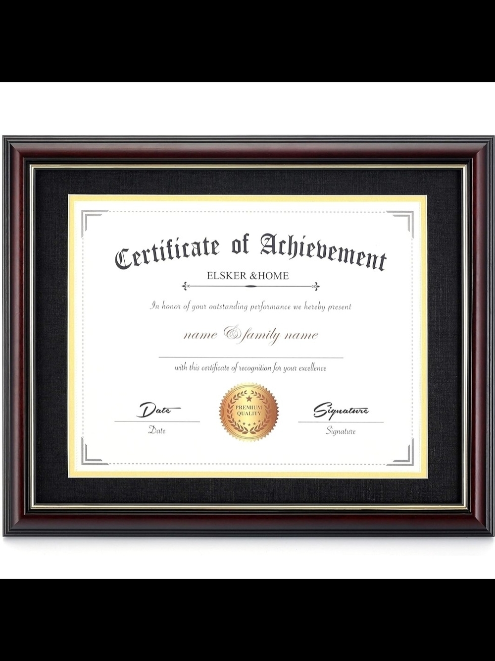 Black and Gold Certificate Frame - Home Art Photography